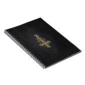 Carnet Croix d'or inversé gothique Noir Faux Cuir (Côté Droit)