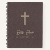 Carnet Croix d'or Lumière Brown Faux Leather Bible Étude (Devant)
