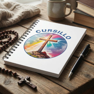 Carnet Croix en bois de Cursillo avec arc-en-ciel et nuag