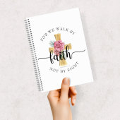 Carnet Croix florale rose élégante