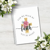 Carnet Croix florale rose élégante