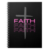 Carnet Croix gris avec mot de foi rose (Devant)