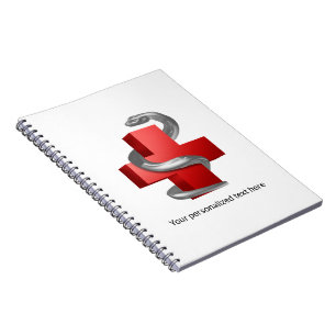 Carnet Croix Médicale Rouge Serpent de Argent Symbole de