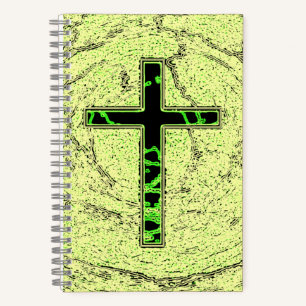 CARNET CROIX NOIRE ET VERTE AVEC ARRIÈRE - PLAN EN MARBRE