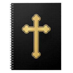 Carnet Croix orthodoxe élégante en or