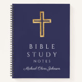 Carnet Croix religieuse bleue marine personnalisée (Devant)