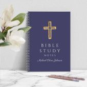 Carnet Croix religieuse bleue marine personnalisée