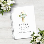 Carnet Croix religieuse florale blanche personnalisée