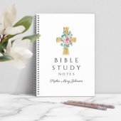 Carnet Croix religieuse florale personnalisée