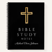 Carnet Croix religieuse noire personnalisée (Devant)