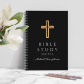 Carnet Croix religieuse noire personnalisée