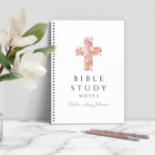 Carnet Croix religieuse rose personnalisée