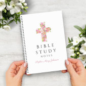 Carnet Croix religieuse rose personnalisée