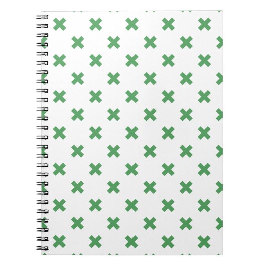 Carnet Croix verte coutures sur blanc (Devant)