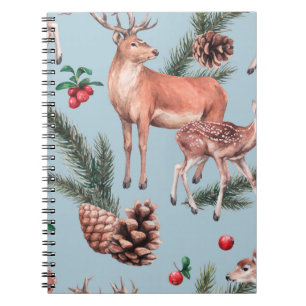 Carnet croquis animal motif avec cônes de pin de cerf et