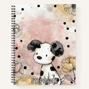 Carnet Croquis de chien dalmatien avec des marguerites ja