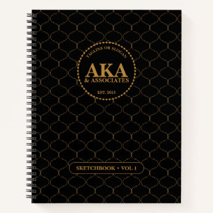 Carnet Croquis de monogramme noir et or