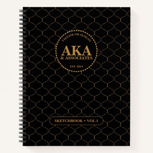 Carnet Croquis de monogramme noir et or (Devant)