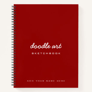 Carnet croquis de nom de l'art du doodé rouge