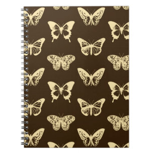 Carnet Croquis de papillon, beige sur chocolat