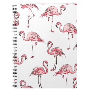 Carnet Croquis Flamant rose : Motif Vintage tropical.