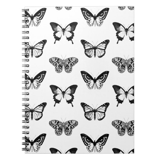 Carnet Croquis papillon, noir et blanc (Devant)