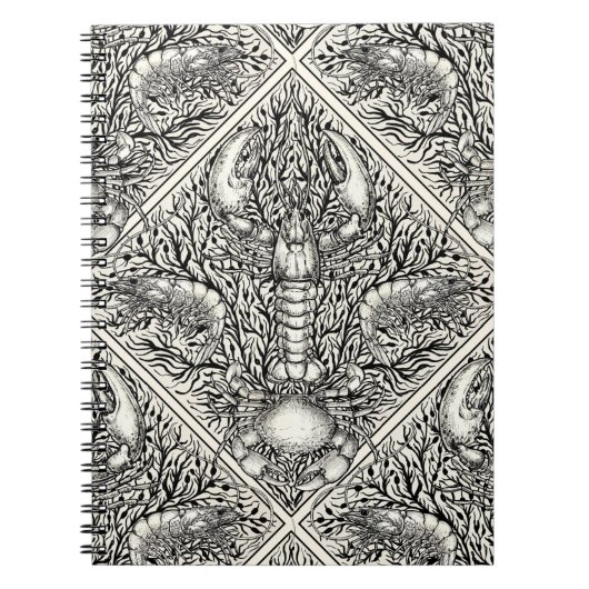 Carnet Crustacéen en noir et blanc naturel (Devant)