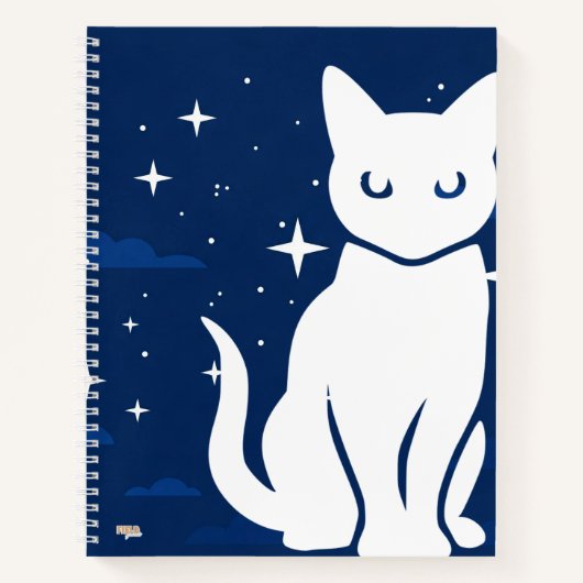 Carnet Cuaderno Cat White in the Night (Devant)