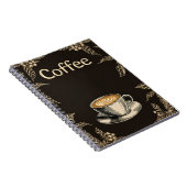 Carnet Cuaderno Coffee Latte Cup avec Feuilles et cerises (Côté Droit)