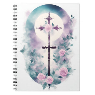 Carnet Cuaderno cross tattoo flower 33