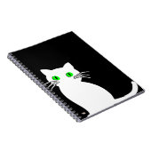 Carnet Cuaderno Glowing Eyes Black & White Cat (Côté Droit)