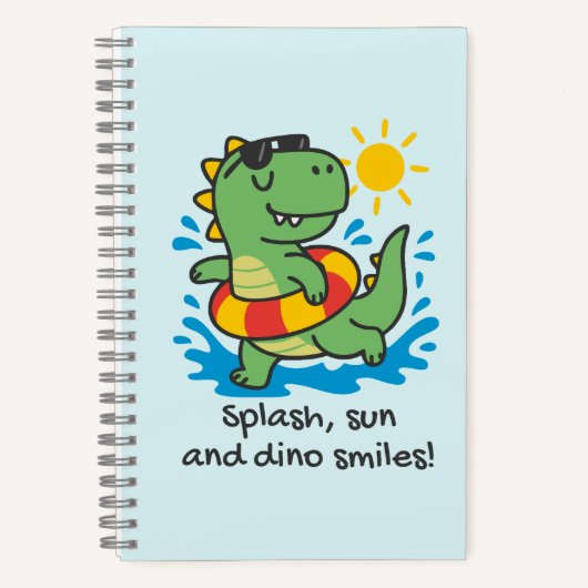 Carnet Cuaderno infantil espiral con dinosaurio veraniego (Recto)
