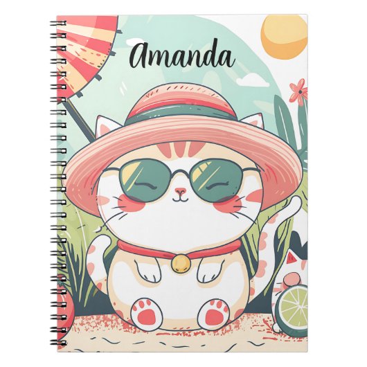 Carnet Cuaderno Kawaii Summer Cat (Devant)