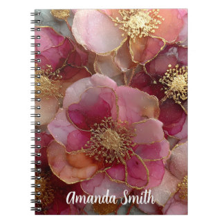 Carnet Cuaderno Personalizable con Nombre Diseño Flores