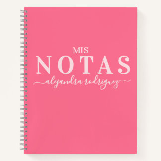 Carnet Cuaderno Rosa Coral Elegante con nombre