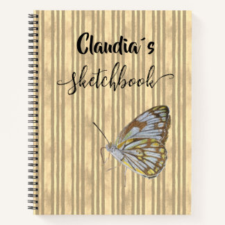Carnet Cuaderno Sketchbook butterfly add name