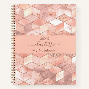 Carnet Cube de marbre moderne en or rose