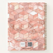 Carnet Cube de marbre moderne en or rose (Dos)