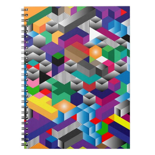 Carnet Cubes Isométriques 3D, Géométriques Sans Couleur. (Devant)