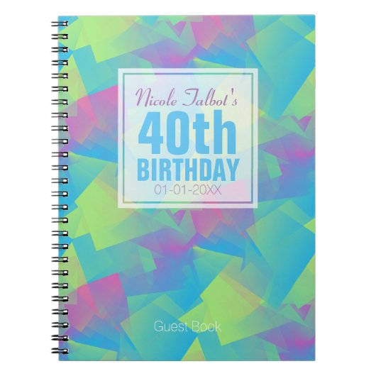 Carnet Cubist Abstrait Pastel 40th Birthday Guest Book 2a (Devant)