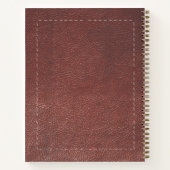 Carnet Cuir Aspect Brodé & Feuille d'Automne (Dos)