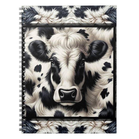 Carnet Cuir de vache noir et blanc Aspect fourrure peluch (Devant)