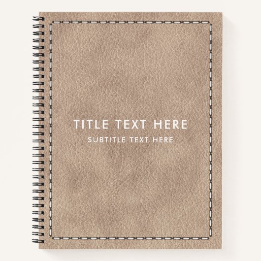 Carnet Cuir en daim beige Texture et piqûres (Devant)