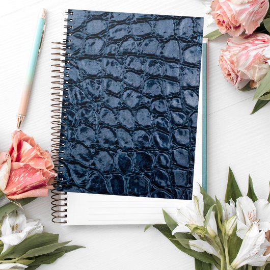 Carnet Cuir Faux Alligator Bleu