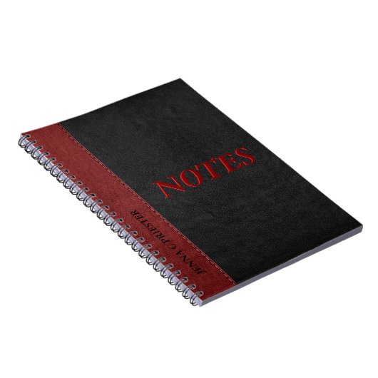Carnet Cuir Faux Noir Et Rouge (Côté Droit)
