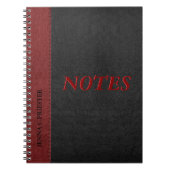 Carnet Cuir Faux Noir Et Rouge (Devant)