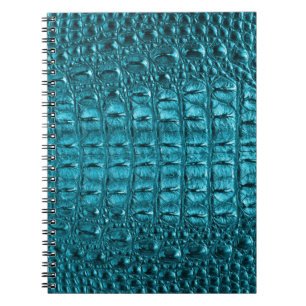 Carnet cuir girly d'alligator de bleu de turquoise de