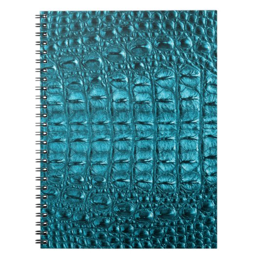 Carnet cuir girly d'alligator de bleu de turquoise de (Devant)