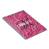 Carnet Cuir monogramme vintage rose travaillé (Côté Droit)
