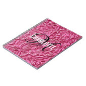 Carnet Cuir monogramme vintage rose travaillé (Côté gauche)